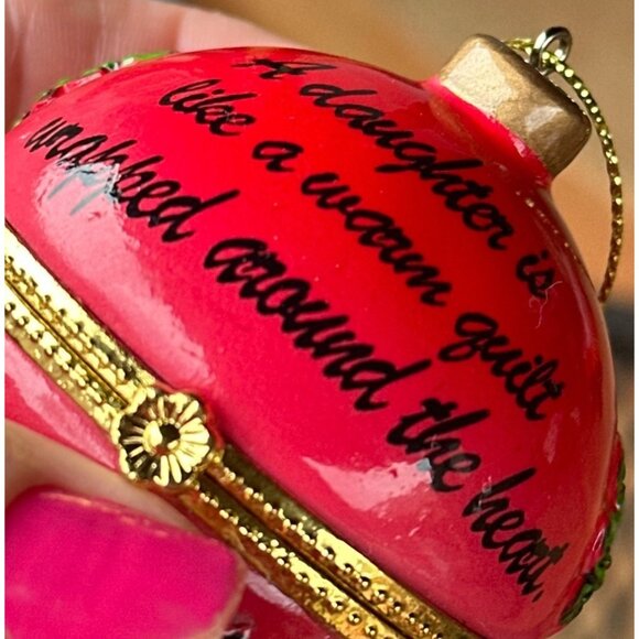 Collections Etc. Holiday Sentiment Trinket Red Ornament Daughter Theme 2.5" - Picture 3 of 14